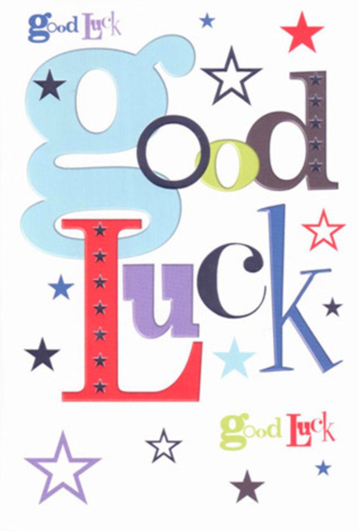 Radiating cheerful vibrancy, this good luck card is a visual celebration that seems to echo the lively spirit found throughout Bromley's bustling neighborhoods. Each letter gleams with personality-a generous, pastel blue curves next to slender black, while strikes of festive red and soothing green bring an energy reminiscent of late summer days in Church House Gardens. Dazzling stars, in varying intensities from midnight blue to gently faded lilac, are punctuated across a field of pristine white, creating a dynamic dance of optimism and hope. The composition has a rhythmic flow, with space around the words allowing every shade and stroke to breathe, much like the careful balance in a hand-tied bouquet prepared for a local celebration. As one traces the card's smooth, quality surface, there's an underlying sense of community support-like applause from friends during milestones, or the quiet confidence that comes from knowing you're cheered on by those close by. More than a simple message, this card is a talisman brimming with encouragement from Bromley's heart: a gentle push toward new beginnings, carrying genuine pride and belief straight from our little corner of South London.